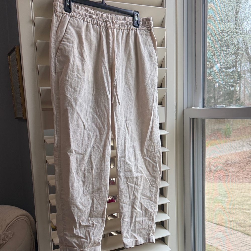 J Crew women’s cotton linen blend, pull on pants. Perfect for summer. Sz 10